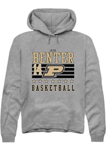 Jack Benter  Rally Purdue Boilermakers Mens Grey NIL Striped Long Sleeve Hoodie