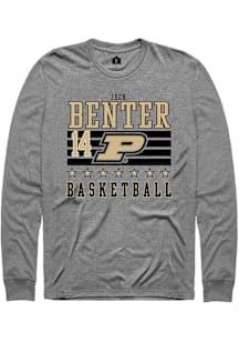 Jack Benter  Purdue Boilermakers Grey Rally NIL Striped Long Sleeve T Shirt