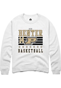 Jack Benter  Rally Purdue Boilermakers Mens White NIL Striped Long Sleeve Crew Sweatshirt