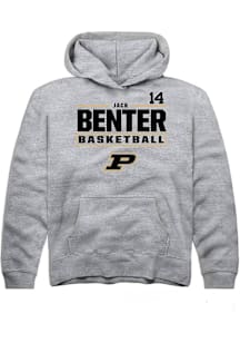Jack Benter  Rally Purdue Boilermakers Youth Grey NIL Stacked Box Long Sleeve Hoodie