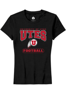 Rally Utah Utes Womens Black Football Short Sleeve T-Shirt