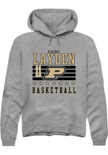 McKenna Layden Rally Mens Grey Purdue Boilermakers NIL Striped Hooded Sweatshirt