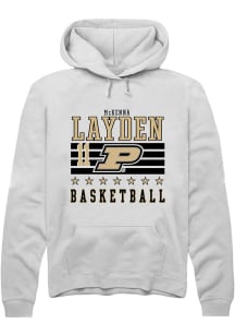 McKenna Layden Rally Mens White Purdue Boilermakers NIL Striped Hooded Sweatshirt