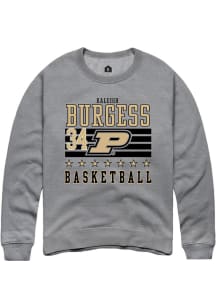 Raleigh Burgess Rally Mens Grey Purdue Boilermakers NIL Striped Crew Sweatshirt