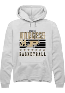 Raleigh Burgess Rally Mens White Purdue Boilermakers NIL Striped Hooded Sweatshirt
