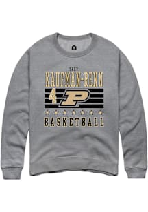 Trey Kaufman-Renn  Rally Purdue Boilermakers Mens Grey NIL Striped Long Sleeve Crew Sweatshirt