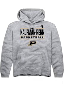 Trey Kaufman-Renn  Rally Purdue Boilermakers Youth Grey NIL Stacked Box Long Sleeve Hoodie
