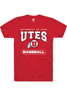 Rally Utah Utes Red Baseball Short Sleeve T Shirt