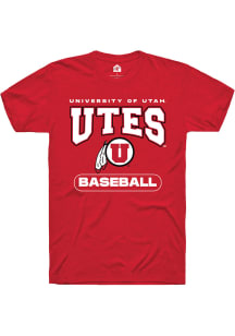 Rally Utah Utes Red Baseball Short Sleeve T Shirt