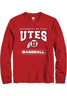 Rally Utah Utes Red Baseball Long Sleeve T Shirt