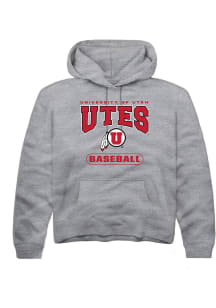 Rally Utah Utes Youth Grey Baseball Long Sleeve Hoodie