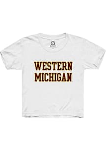 Summit Sportswear Western Michigan Broncos Youth White Straight Block Short Sleeve T-Shirt