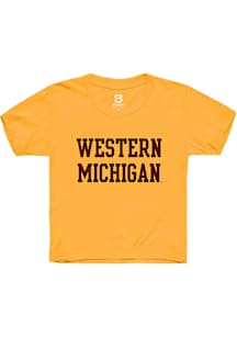 Summit Sportswear Western Michigan Broncos Youth Gold Straight Block Short Sleeve T-Shirt