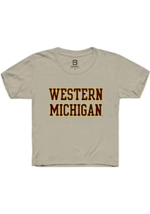 Summit Sportswear Western Michigan Broncos Youth Tan Straight Block Short Sleeve T-Shirt