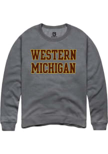 Mens Western Michigan Broncos Grey Summit Sportswear Straight Block Crew Sweatshirt