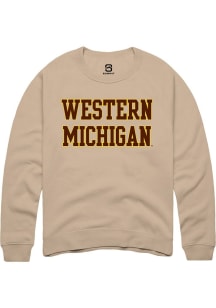 Mens Western Michigan Broncos Tan Summit Sportswear Straight Block Crew Sweatshirt