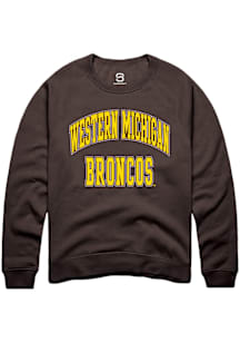 Summit Sportswear Western Michigan Broncos Mens Brown Arch Stack Long Sleeve Crew Sweatshirt
