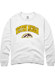 Summit Sportswear Western Michigan Broncos Mens White Arch Logo Long Sleeve Crew Sweatshirt