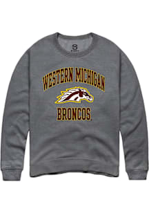 Summit Sportswear Western Michigan Broncos Mens Grey Number 1 Neutral Long Sleeve Crew Sweatshirt
