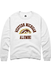 Rally Western Michigan Broncos Mens White Alumni Arch Long Sleeve Crew Sweatshirt