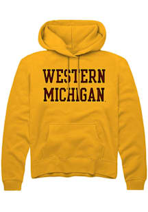 Summit Sportswear Western Michigan Broncos Mens Gold Straight Block Long Sleeve Hoodie