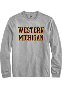 Summit Sportswear Western Michigan Broncos Grey Straight Block Long Sleeve T Shirt