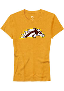 Summit Sportswear Western Michigan Broncos Womens Gold Primary Logo Short Sleeve T-Shirt