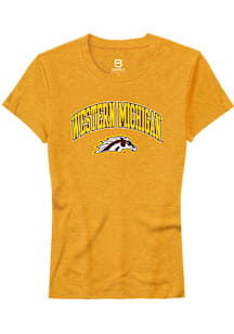 Summit Sportswear Western Michigan Broncos Womens Gold Arch Logo Short Sleeve T-Shirt
