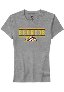 Summit Sportswear Western Michigan Broncos Womens Grey Bars Short Sleeve T-Shirt