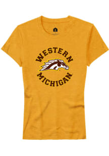 Rally Western Michigan Broncos Womens Gold Circle Short Sleeve T-Shirt