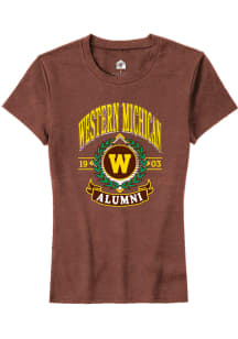 Rally Western Michigan Broncos Womens Brown Alumni Wreath Short Sleeve T-Shirt