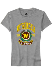 Rally Western Michigan Broncos Womens Grey Alumni Wreath Short Sleeve T-Shirt
