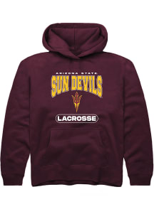 Rally Arizona State Sun Devils Youth Maroon Lacrosse Long Sleeve Hoodie