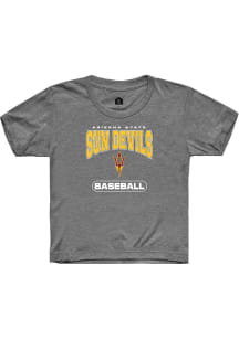 Rally Arizona State Sun Devils Youth Charcoal Baseball Short Sleeve T-Shirt
