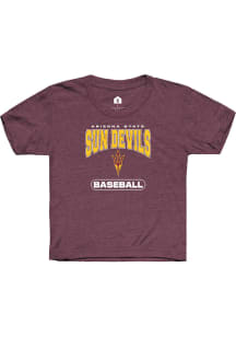 Rally Arizona State Sun Devils Youth Maroon Baseball Short Sleeve T-Shirt