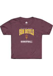 Rally Arizona State Sun Devils Youth Maroon Basketball Short Sleeve T-Shirt