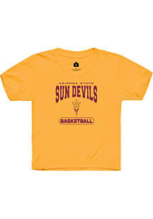 Rally Arizona State Sun Devils Youth Gold Basketball Short Sleeve T-Shirt