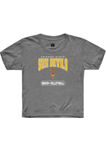 Rally Arizona State Sun Devils Youth Charcoal Beach Volleyball Short Sleeve T-Shirt
