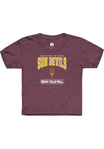 Rally Arizona State Sun Devils Youth Maroon Beach Volleyball Short Sleeve T-Shirt