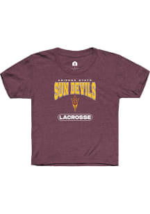 Rally Arizona State Sun Devils Youth Maroon Lacrosse Short Sleeve T-Shirt