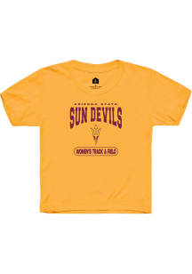Rally Arizona State Sun Devils Youth Gold Womens Track and Field Short Sleeve T-Shirt