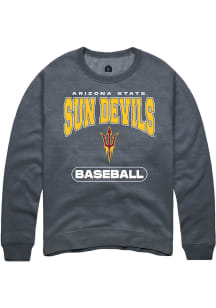 Rally Arizona State Sun Devils Mens Charcoal Baseball Long Sleeve Crew Sweatshirt