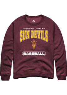 Rally Arizona State Sun Devils Mens Maroon Baseball Long Sleeve Crew Sweatshirt