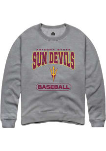 Rally Arizona State Sun Devils Mens Grey Baseball Long Sleeve Crew Sweatshirt