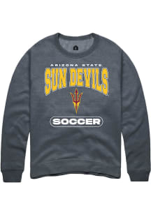 Rally Arizona State Sun Devils Mens Charcoal Soccer Long Sleeve Crew Sweatshirt