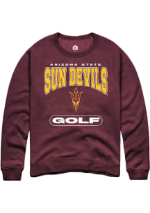 Rally Arizona State Sun Devils Mens Maroon Golf Long Sleeve Crew Sweatshirt