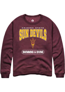 Rally Arizona State Sun Devils Mens Maroon Swimming and Diving Long Sleeve Crew Sweatshirt