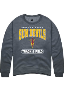 Rally Arizona State Sun Devils Mens Charcoal Track and Field Long Sleeve Crew Sweatshirt