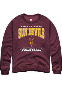 Rally Arizona State Sun Devils Mens Maroon Volleyball Long Sleeve Crew Sweatshirt