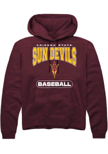 Rally Arizona State Sun Devils Mens Maroon Baseball Long Sleeve Hoodie
